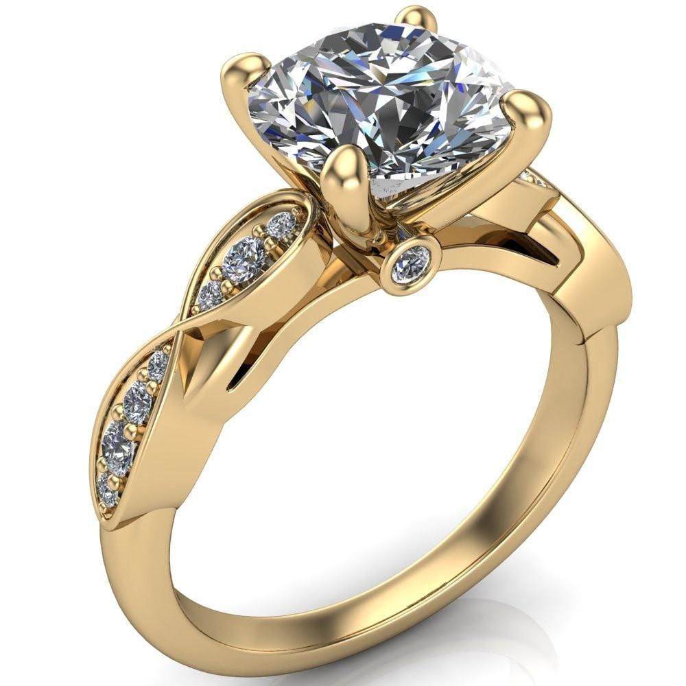 Seraphina Round Moissanite 4 Prong Infinity Shoulder Diamond Shank Ring-Custom-Made Jewelry-Fire & Brilliance ®