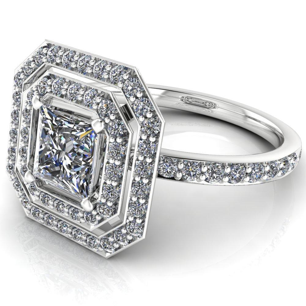 Serena Princess/Square Moissanite Double Halo Engagement Ring-Custom-Made Jewelry-Fire & Brilliance ®