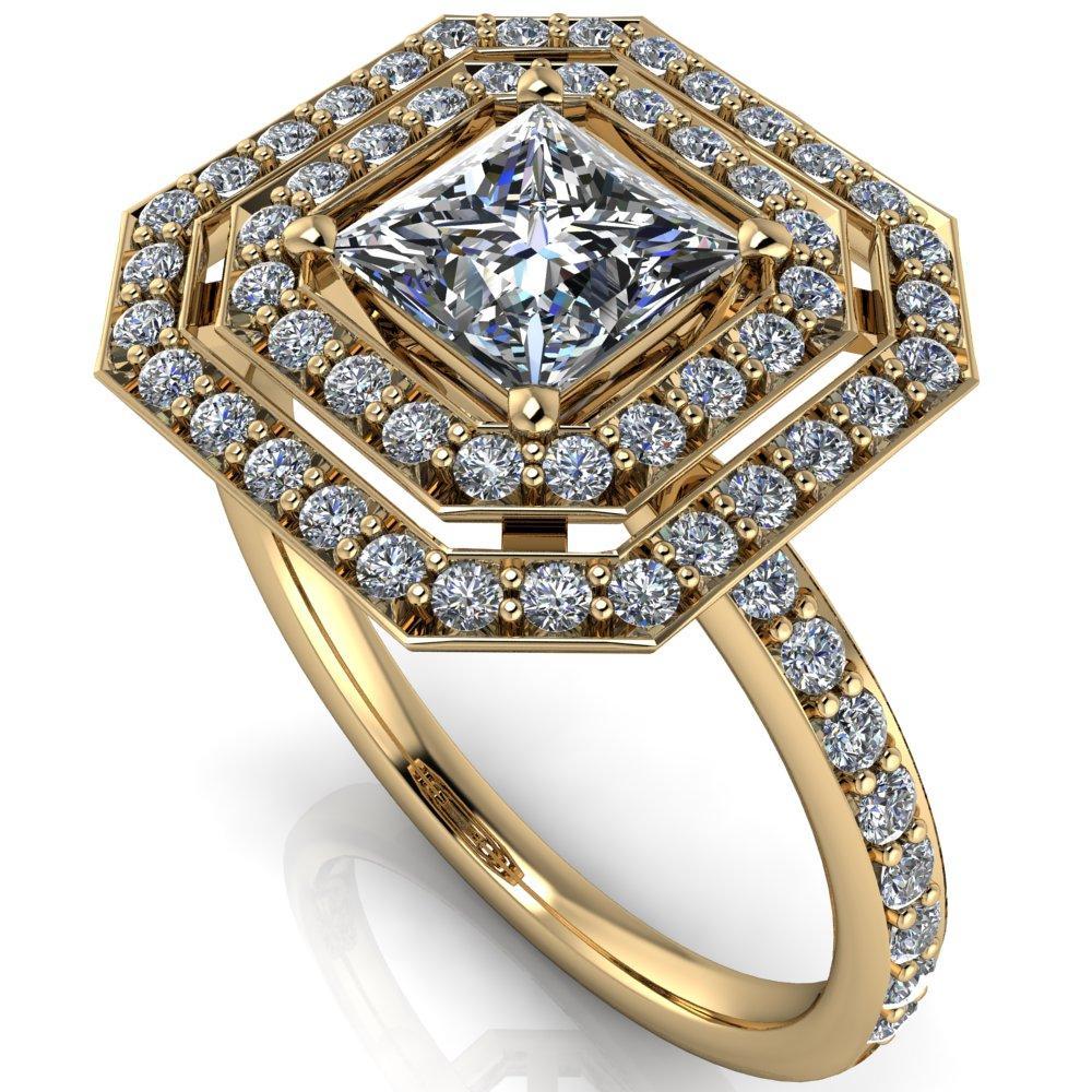 Serena Princess/Square Moissanite Double Halo Engagement Ring-Custom-Made Jewelry-Fire & Brilliance ®