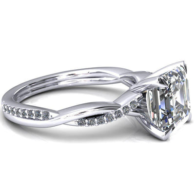 Shana Asscher Moissanite 4 Claw Prong 1/2 Infinity Diamond Accent Ring Engagement Ring-FIRE & BRILLIANCE