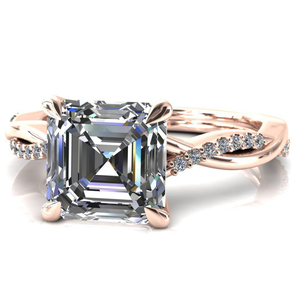 Shana Asscher Moissanite 4 Claw Prong 1/2 Infinity Diamond Accent Ring Engagement Ring-FIRE & BRILLIANCE