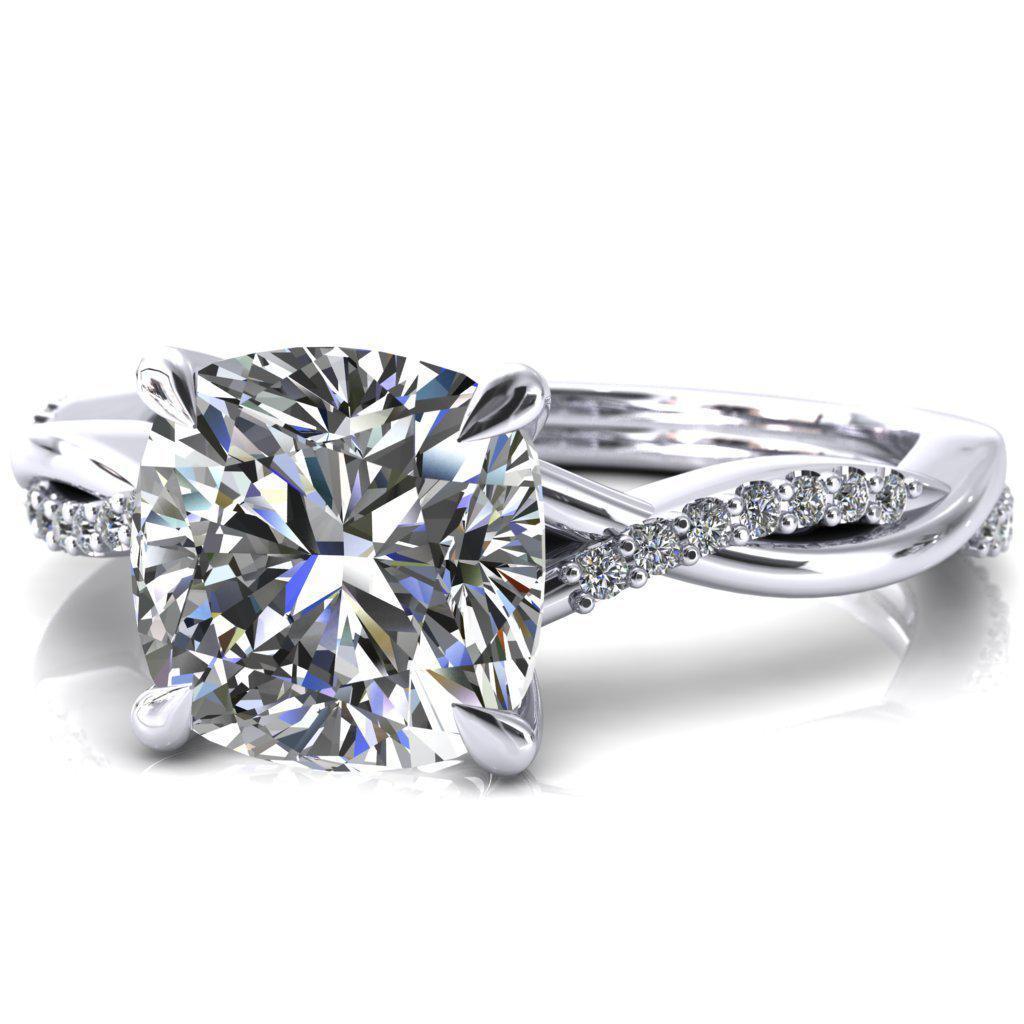 Shana Cushion Moissanite 4 Claw Prong 1/2 Infinity Diamond Accent Ring Engagement Ring-FIRE & BRILLIANCE