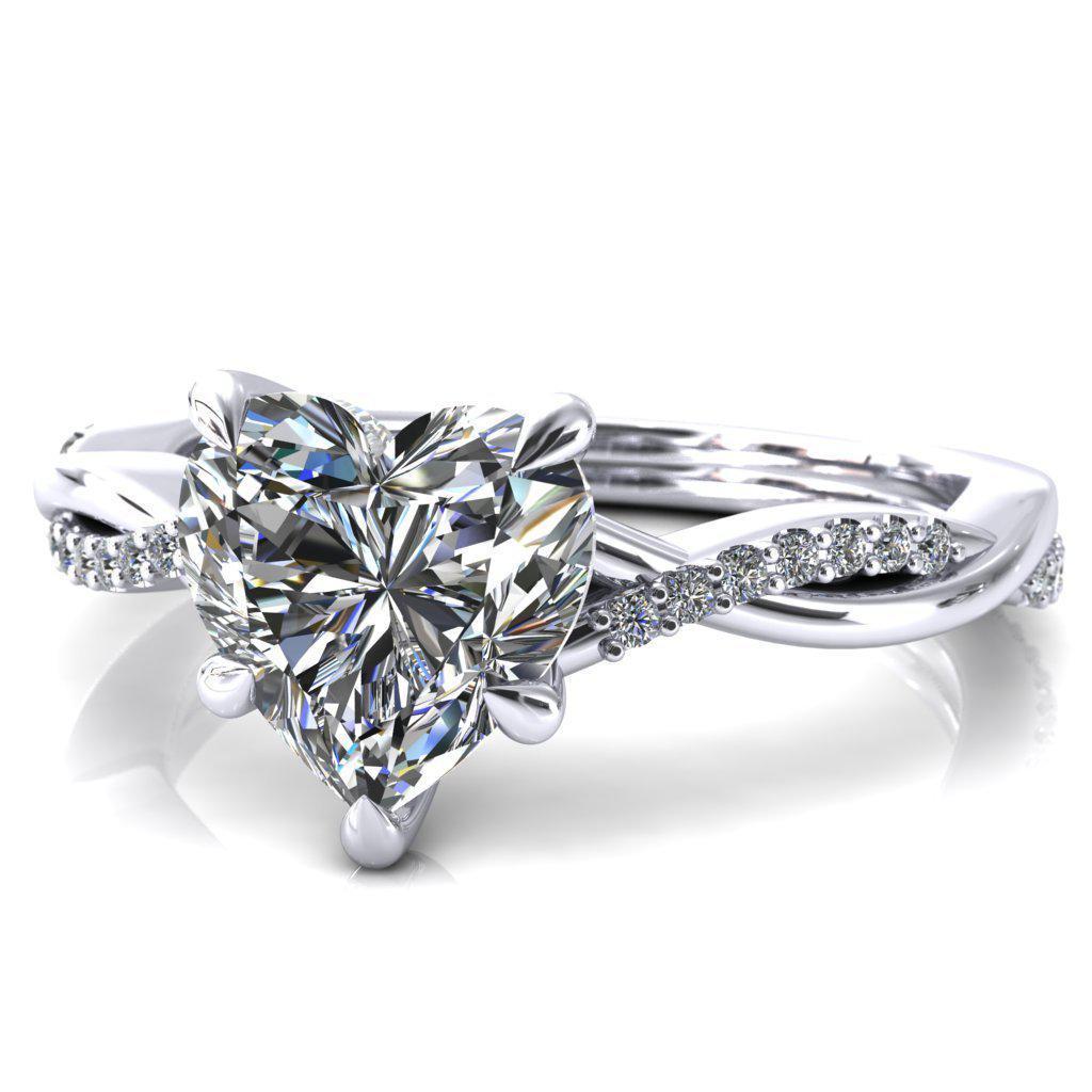 Shana Heart Moissanite 5 Claw Prong 1/2 Infinity Diamond Accent Ring Engagement Ring-FIRE & BRILLIANCE