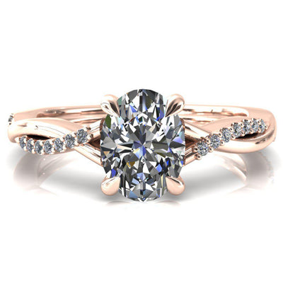 Shana Oval Moissanite 4 Claw Prong 1/2 Infinity Diamond Accent Ring Engagement Ring-FIRE & BRILLIANCE