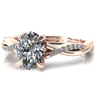 Shana Oval Moissanite 4 Claw Prong 1/2 Infinity Diamond Accent Ring Engagement Ring-FIRE & BRILLIANCE