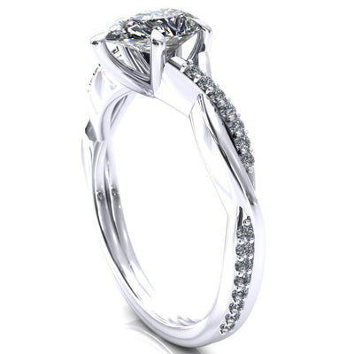 Shana Pear Moissanite 5 Claw Prong 1/2 Infinity Diamond Accent Ring Engagement Ring-FIRE & BRILLIANCE