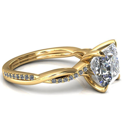 Shana Princess/Square Moissanite 4 Claw Prong 1/2 Infinity Diamond Accent Ring Engagement Ring-FIRE & BRILLIANCE