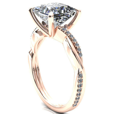 Shana Princess/Square Moissanite 4 Claw Prong 1/2 Infinity Diamond Accent Ring Engagement Ring-FIRE & BRILLIANCE