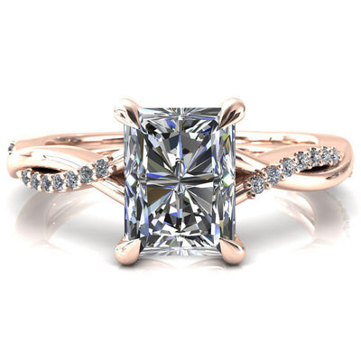 Shana Radiant Moissanite 4 Claw Prong 1/2 Infinity Diamond Accent Ring Engagement Ring-FIRE & BRILLIANCE