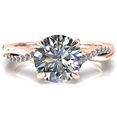 Shana Round Moissanite 4 Claw Prong 1/2 Infinity Diamond Accent Ring Engagement Ring-FIRE & BRILLIANCE