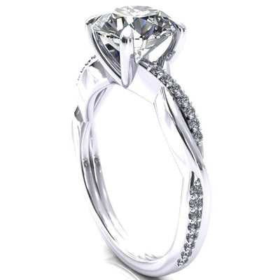 Shana Round Moissanite 4 Claw Prong 1/2 Infinity Diamond Accent Ring Engagement Ring-FIRE & BRILLIANCE