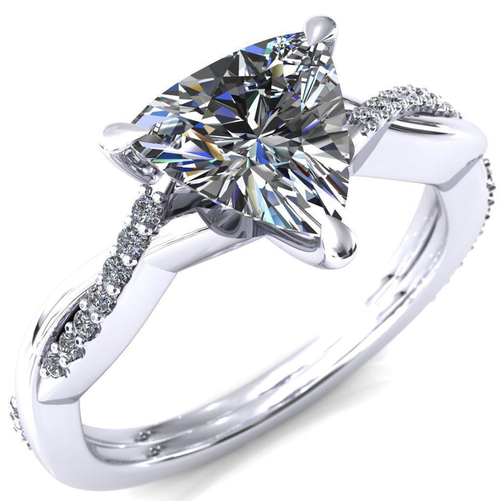 Shana Trillion Moissanite 3 Claw Prong 1/2 Infinity Diamond Accent Ring Engagement Ring-FIRE & BRILLIANCE