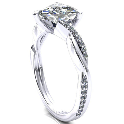 Shana Trillion Moissanite 3 Claw Prong 1/2 Infinity Diamond Accent Ring Engagement Ring-FIRE & BRILLIANCE
