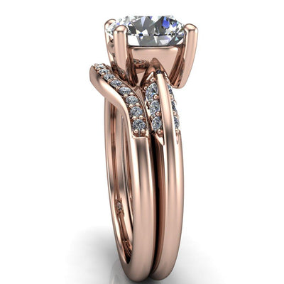 Sharon Round Moissanite Timeless Quad Diamonds Design Engagement Ring-Custom-Made Jewelry-Fire & Brilliance ®