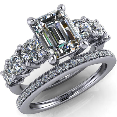 Shay Emerald Moissanite Multi Stone Engagement Ring-Custom-Made Jewelry-Fire & Brilliance ®