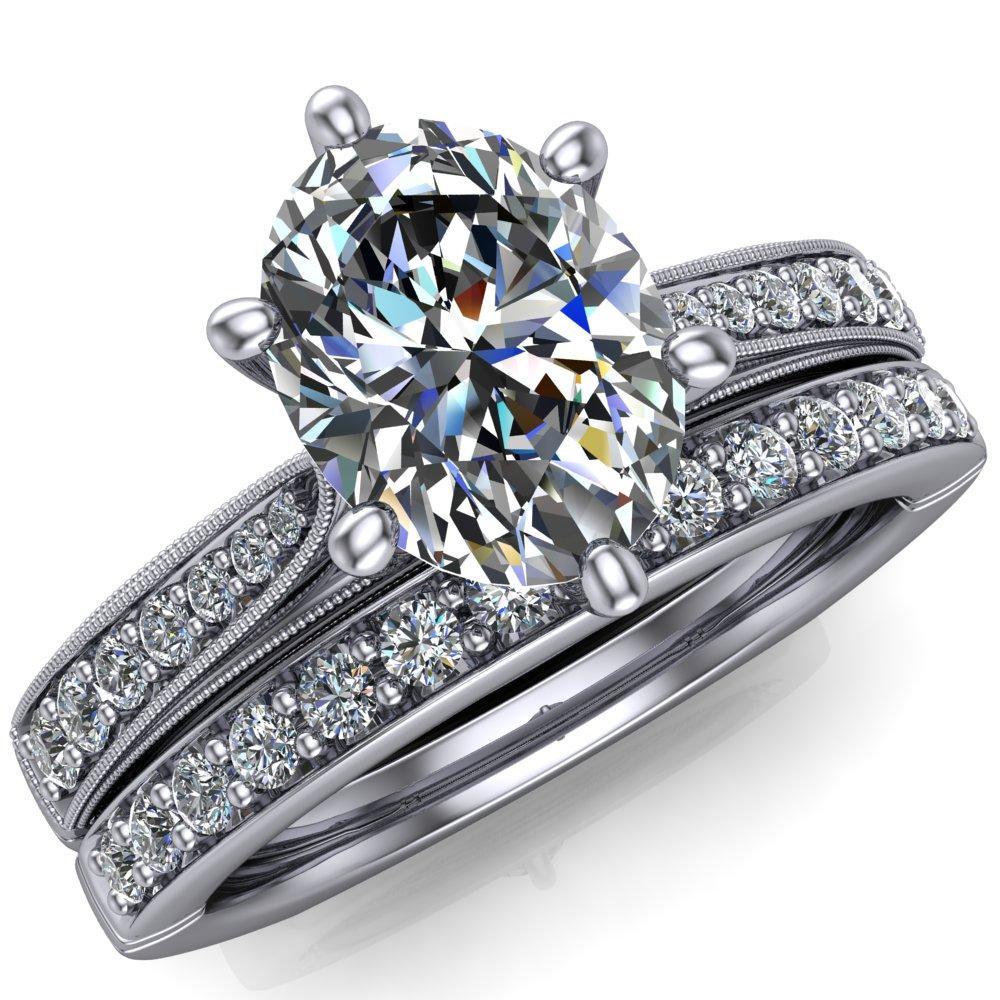 Shayla Oval Moissanite 6 Prong Diamond Channel Engagement Ring-Custom-Made Jewelry-Fire & Brilliance ®