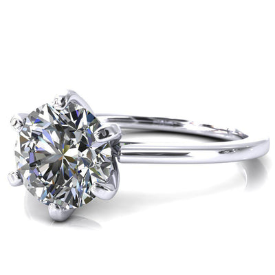 Shelby Round Moissanite 6 Prong Solitaire Cathedral Engagement Ring-Custom-Made Jewelry-Fire & Brilliance ®
