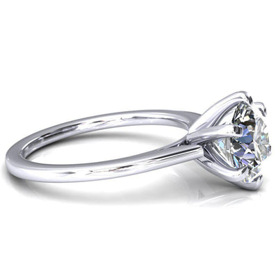 Shelby Round Moissanite 6 Prong Solitaire Cathedral Engagement Ring-Custom-Made Jewelry-Fire & Brilliance ®