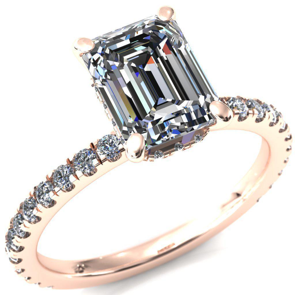 Sicili Emerald Moissanite 4 Prong 3/4 Micro Pave Diamond Engagement Ring-Custom-Made Jewelry-Fire & Brilliance ®