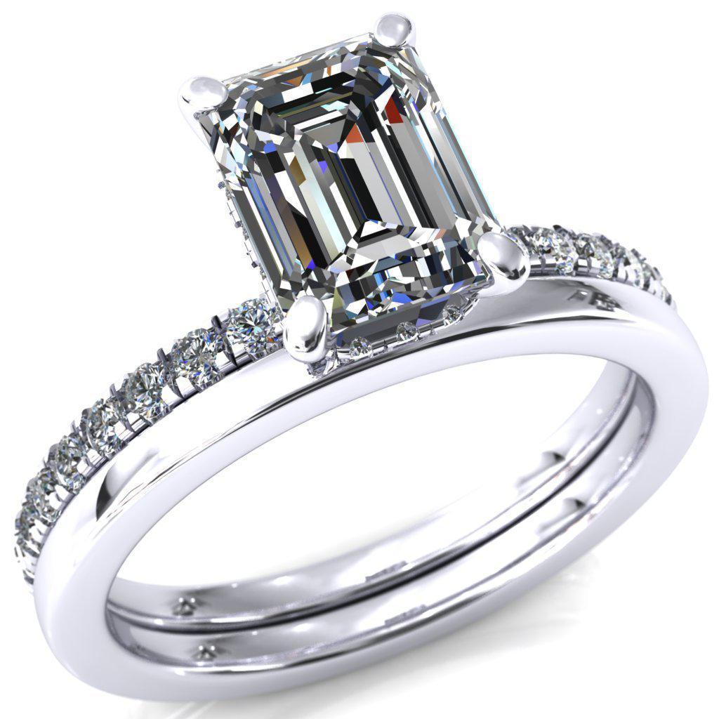 Sicili Emerald Moissanite 4 Prong 3/4 Micro Pave Diamond Engagement Ring-Custom-Made Jewelry-Fire & Brilliance ®