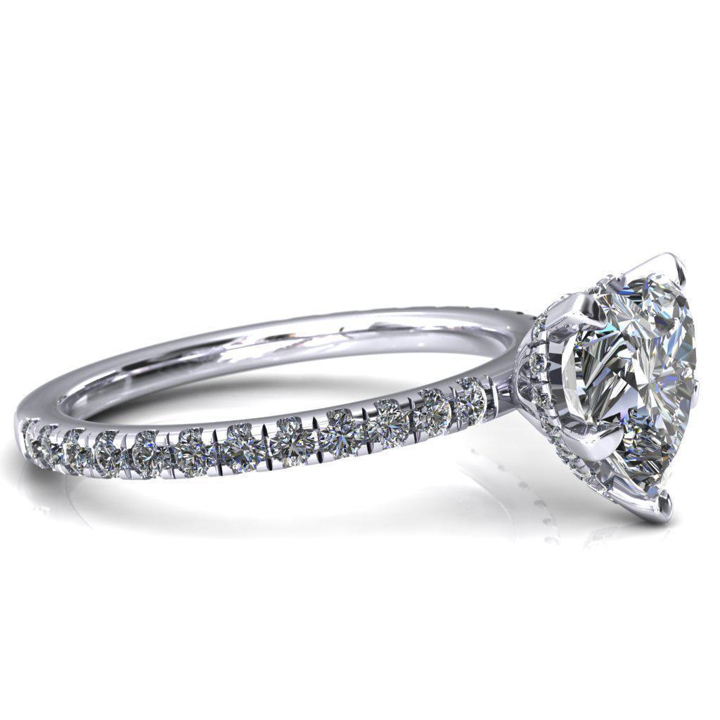 Sicili Heart Moissanite 5 Prong 3/4 Micro Pave Diamond Engagement Ring-Custom-Made Jewelry-Fire & Brilliance ®