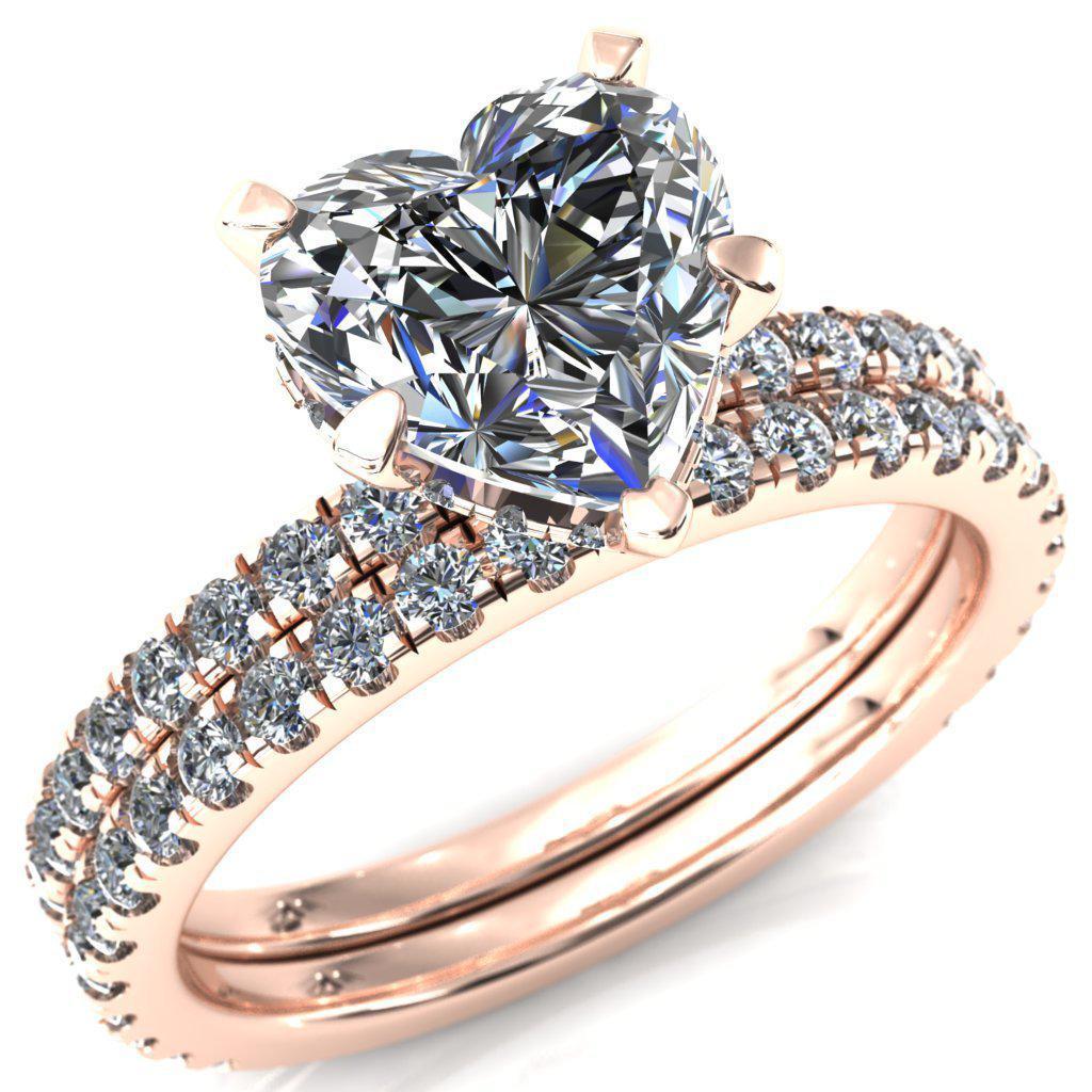 Sicili Heart Moissanite 5 Prong 3/4 Micro Pave Diamond Engagement Ring-Custom-Made Jewelry-Fire & Brilliance ®