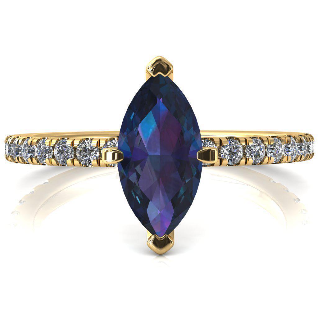 Sicili Marquise Alexandrite 6 Prong 3/4 Micro Pave Diamond Engagement Ring-FIRE & BRILLIANCE