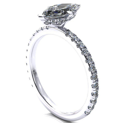 Sicili Marquise Moissanite 4 Prong 3/4 Micro Pave Diamond Engagement Ring-Custom-Made Jewelry-Fire & Brilliance ®