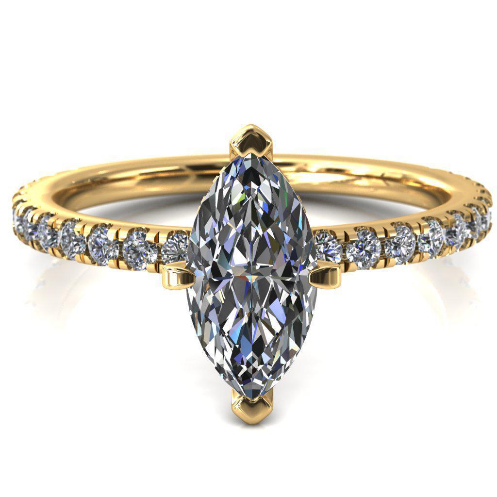 Sicili Marquise Moissanite 4 Prong 3/4 Micro Pave Diamond Engagement Ring-Custom-Made Jewelry-Fire & Brilliance ®