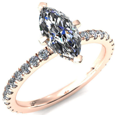 Sicili Marquise Moissanite 4 Prong 3/4 Micro Pave Diamond Engagement Ring-Custom-Made Jewelry-Fire & Brilliance ®