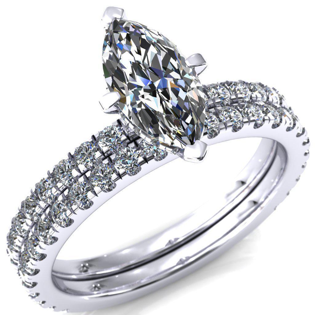 Sicili Marquise Moissanite 4 Prong 3/4 Micro Pave Diamond Engagement Ring-Custom-Made Jewelry-Fire & Brilliance ®