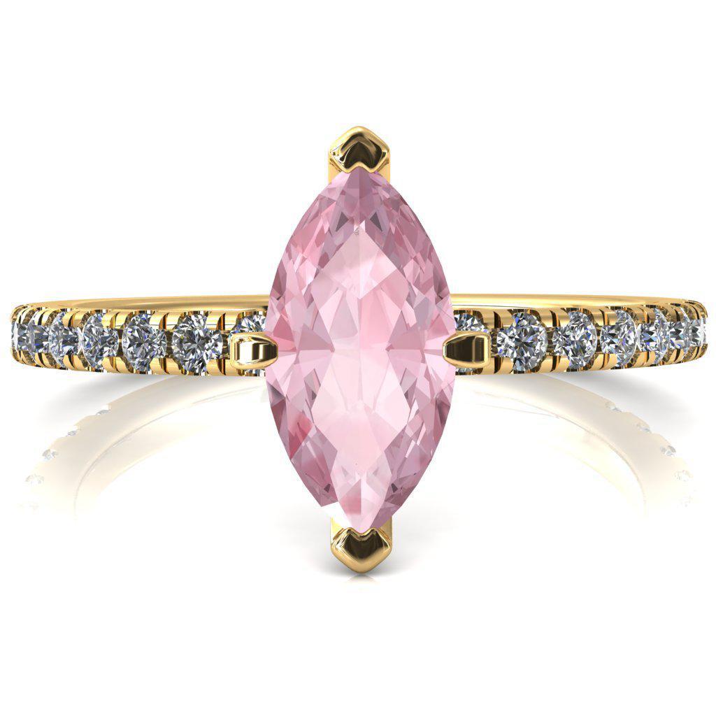 Sicili Marquise Pink Sapphire 6 Prong 3/4 Micro Pave Diamond Engagement Ring-FIRE & BRILLIANCE