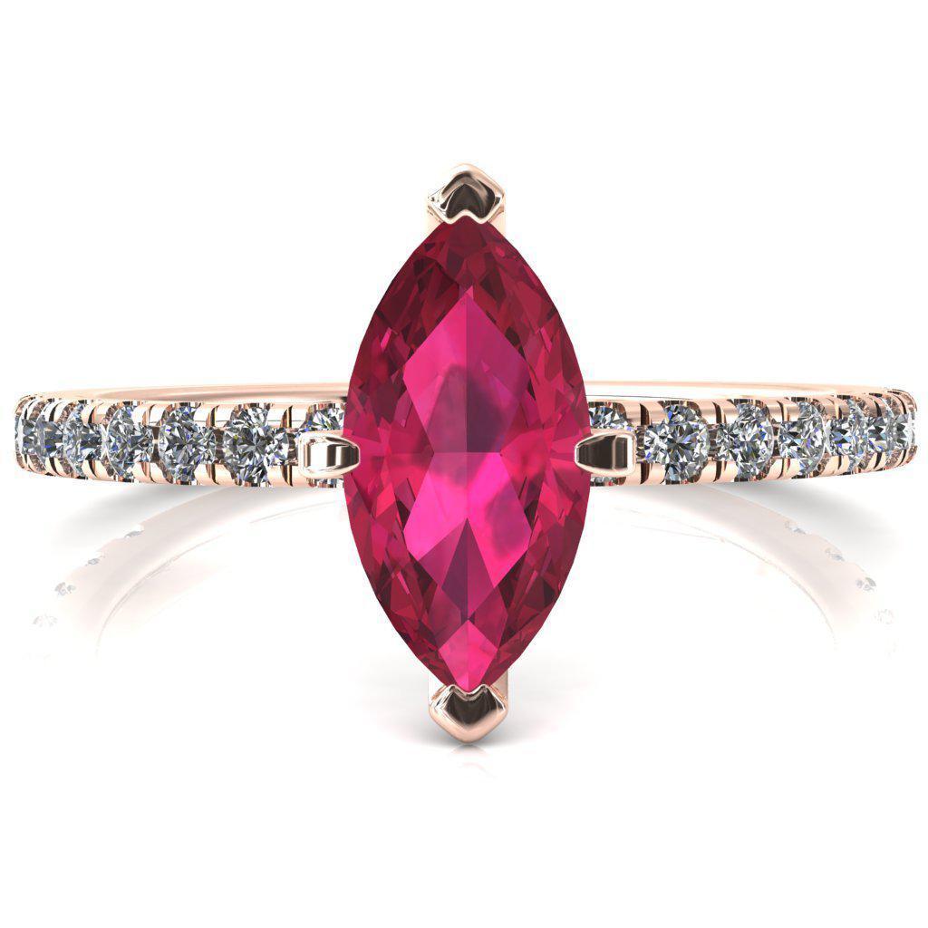 Sicili Marquise Ruby 6 Prong 3/4 Micro Pave Diamond Engagement Ring-FIRE & BRILLIANCE