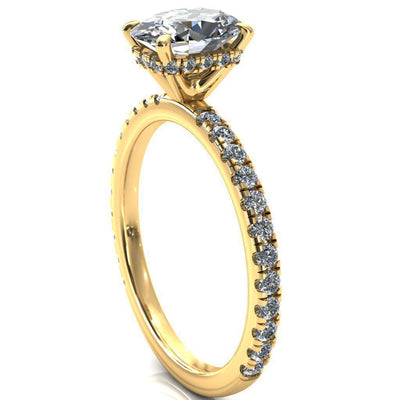 Sicili Oval Moissanite 4 Prong 3/4 Micro Pave Diamond Engagement Ring-Custom-Made Jewelry-Fire & Brilliance ®