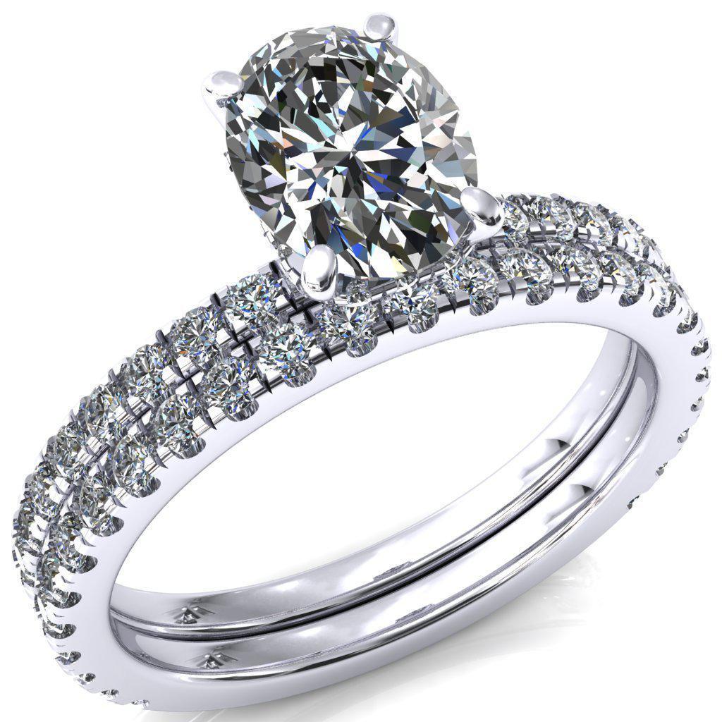 Sicili Oval Moissanite 4 Prong 3/4 Micro Pave Diamond Engagement Ring-Custom-Made Jewelry-Fire & Brilliance ®