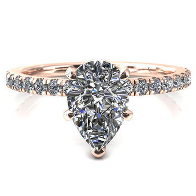 Sicili Pear Moissanite 5 Prong 3/4 Micro Pave Diamond Engagement Ring-Custom-Made Jewelry-Fire & Brilliance ®