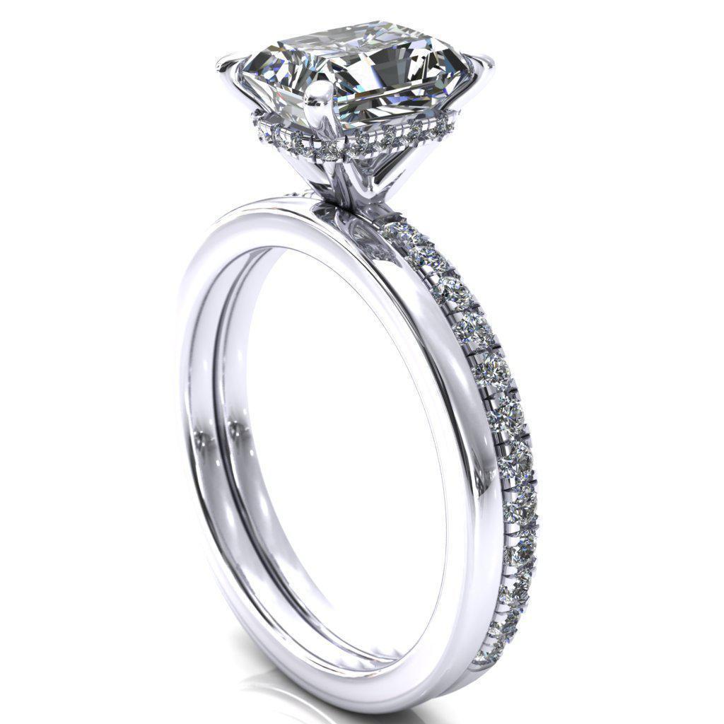 Sicili Radiant Moissanite 4 Prong 3/4 Micro Pave Diamond Engagement Ring-Custom-Made Jewelry-Fire & Brilliance ®