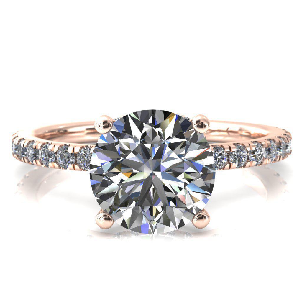 Sicili Round Moissanite 4 Prong 3/4 Micro Pave Diamond Engagement Ring-Custom-Made Jewelry-Fire & Brilliance ®