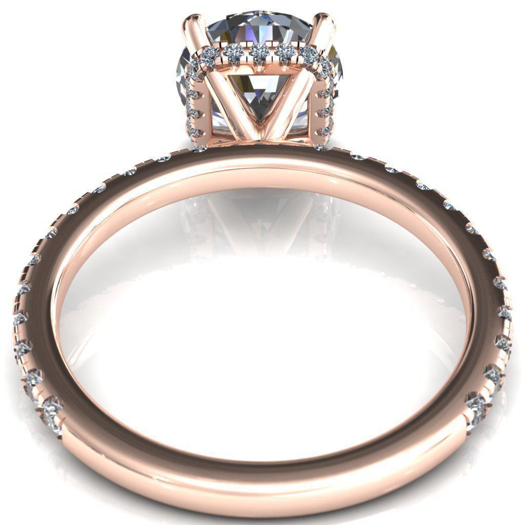 Sicili Round Moissanite 4 Prong 3/4 Micro Pave Diamond Engagement Ring-Custom-Made Jewelry-Fire & Brilliance ®