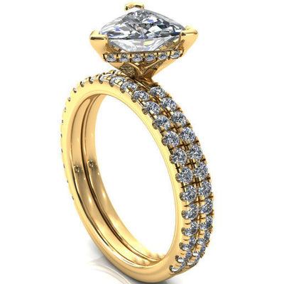 Sicili Trillion 3 Prong 3/4 Micro Pave Diamond Engagement Ring-Custom-Made Jewelry-Fire & Brilliance ®
