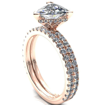 Sicili Trillion 3 Prong 3/4 Micro Pave Diamond Engagement Ring-Custom-Made Jewelry-Fire & Brilliance ®