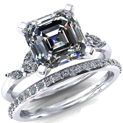 Sigrid Asscher Moissanite 4 Prong Marquise Diamond Side Ring-FIRE & BRILLIANCE