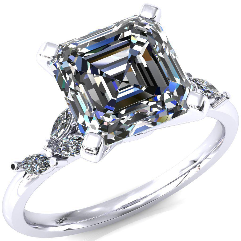 Sigrid Asscher Moissanite 4 Prong Marquise Diamond Side Ring-FIRE & BRILLIANCE