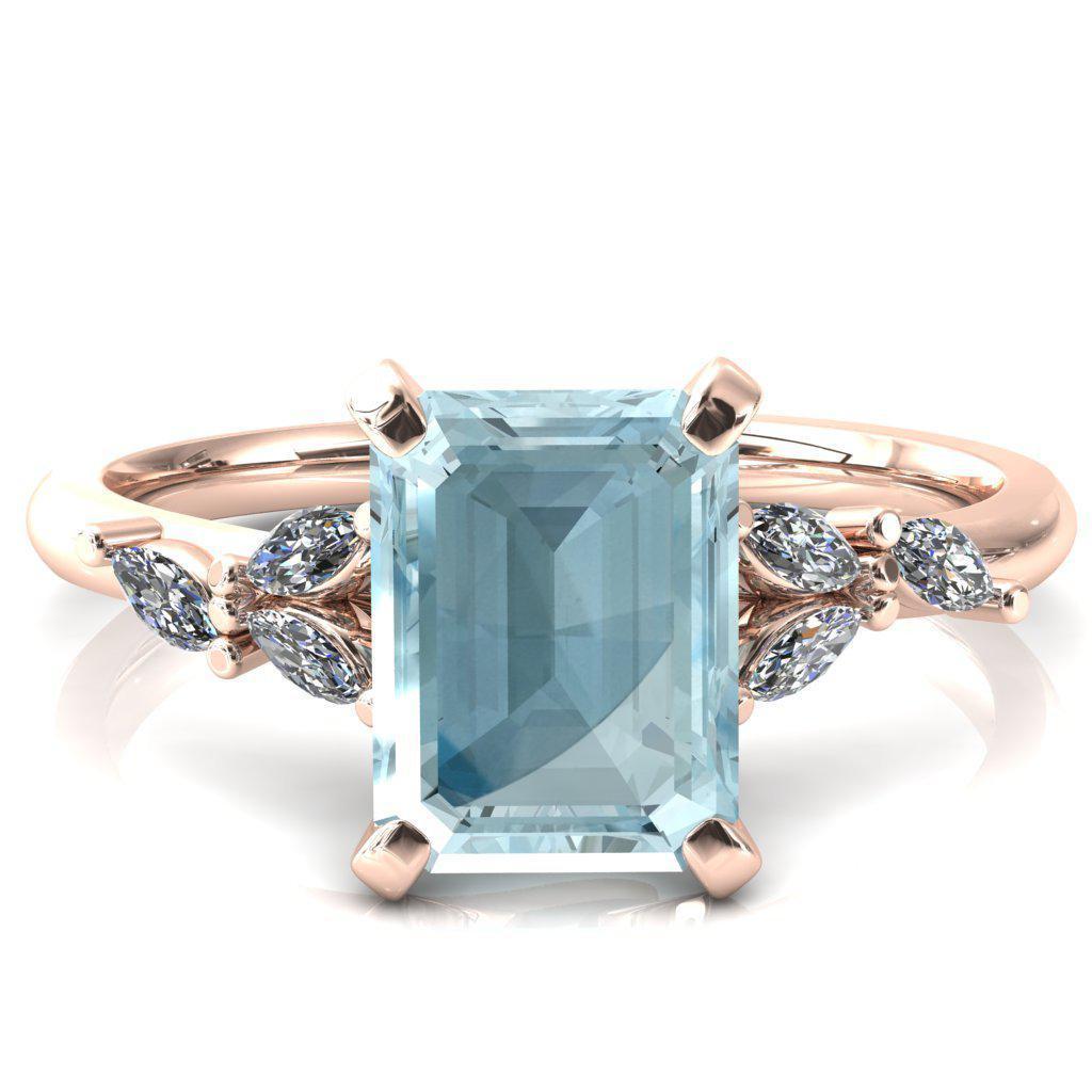 Sigrid Emerald Aqua Blue Spinel 4 Prong Marquise Diamond Side Ring-FIRE & BRILLIANCE
