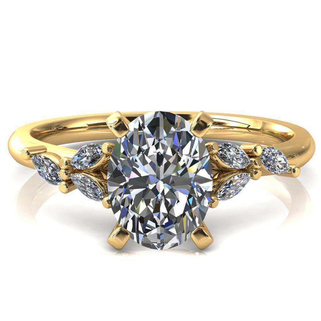 Sigrid Oval Moissanite 4 Prong Marquise Diamond Side Ring-FIRE & BRILLIANCE