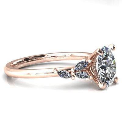 Sigrid Oval Moissanite 4 Prong Marquise Diamond Side Ring-FIRE & BRILLIANCE