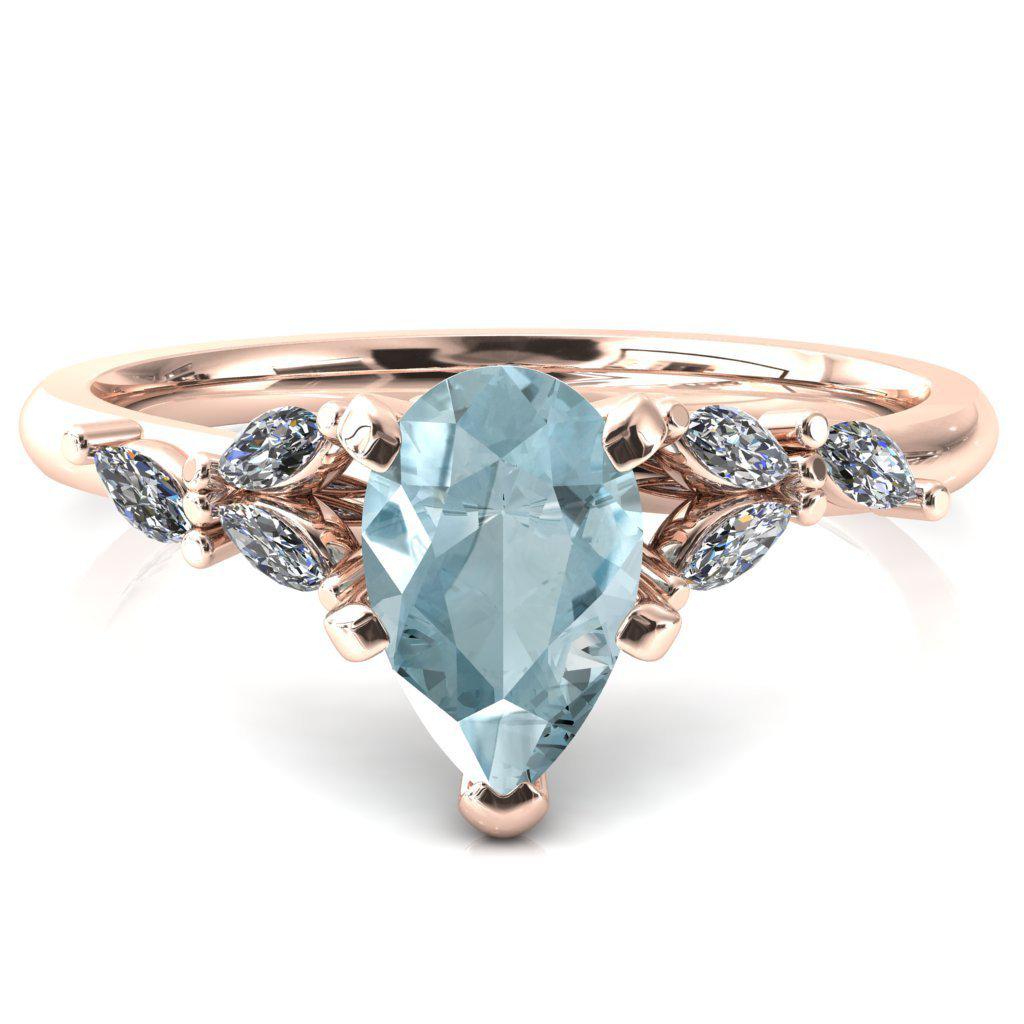 Sigrid Pear Aqua Blue Spinel Prong Marquise Diamond Side Ring