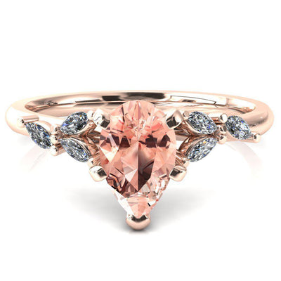 Sigrid Pear Champagne Sapphire 4 Prong Marquise Diamond Side Ring-FIRE & BRILLIANCE