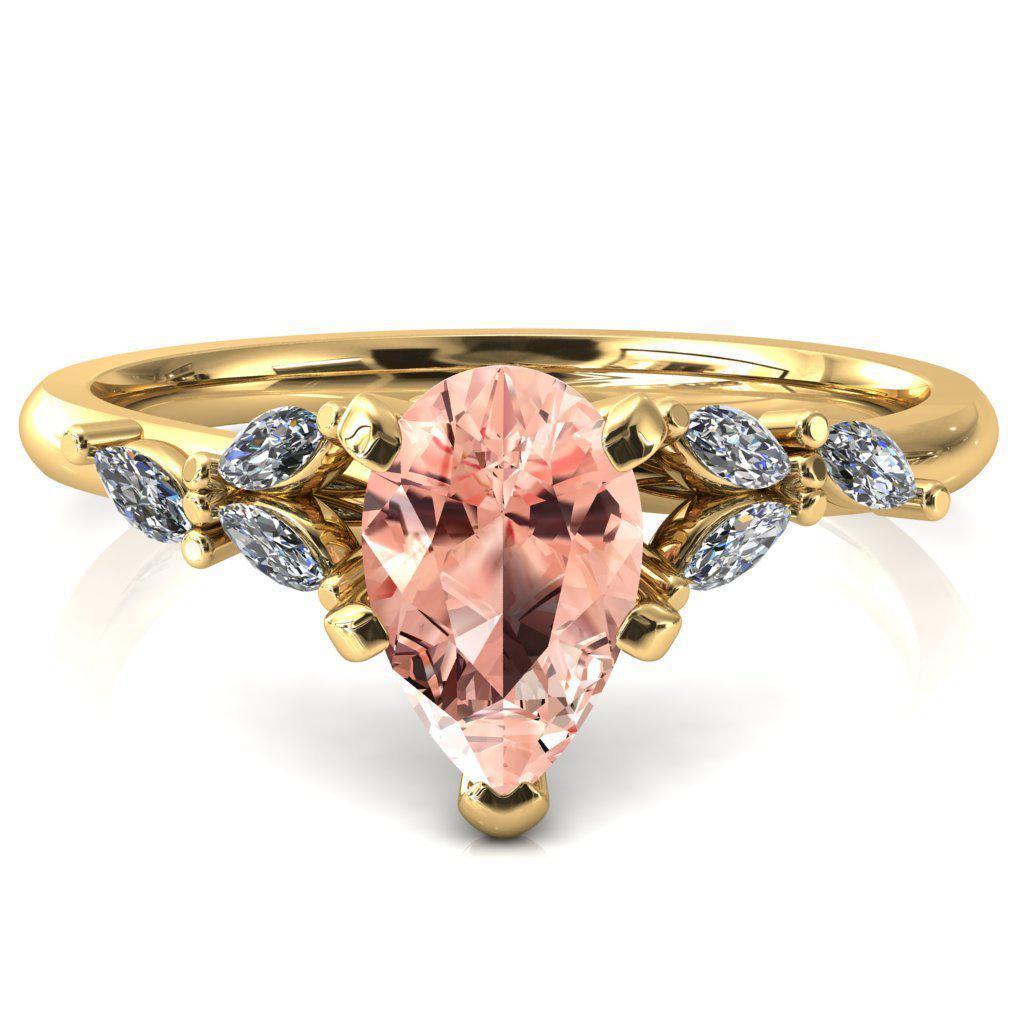 Sigrid Pear Champagne Sapphire 4 Prong Marquise Diamond Side Ring-FIRE & BRILLIANCE