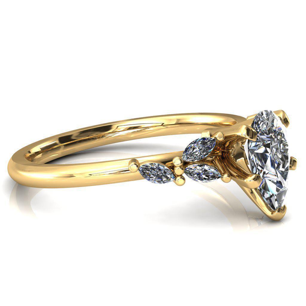 Sigrid Pear Moissanite 4 Prong Marquise Diamond Side Ring-FIRE & BRILLIANCE